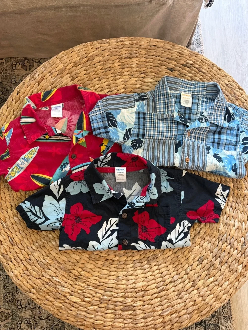 Gymboree Boys Lot Tropical Button Down Shirts Sz 18-24 Months